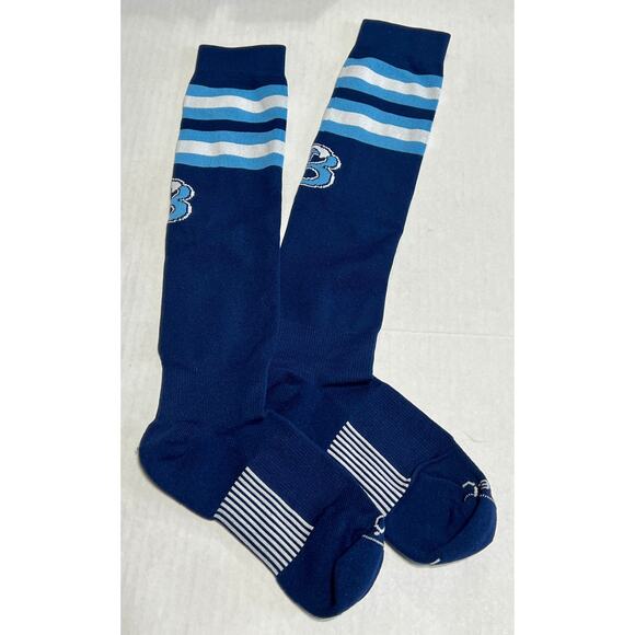2 PEAR Sox Striped Baseball Softball Football Compression Socks Blue Large New - Picture 2 of 6